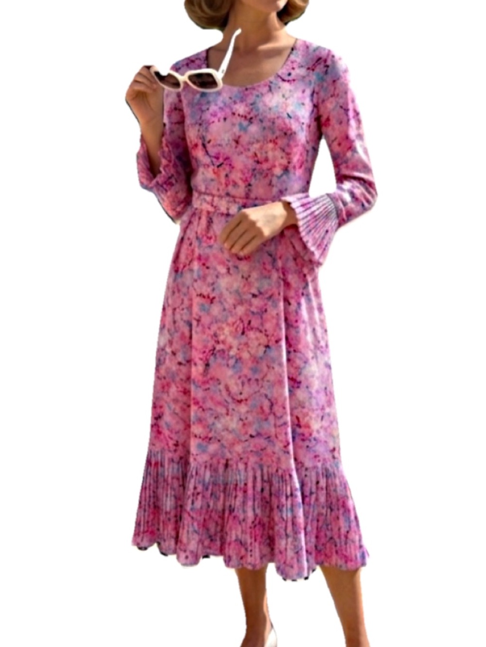 Vintage Posh by Jay Anderson Pink Floral Midi Dress Size 2 - Picture 2 of 13